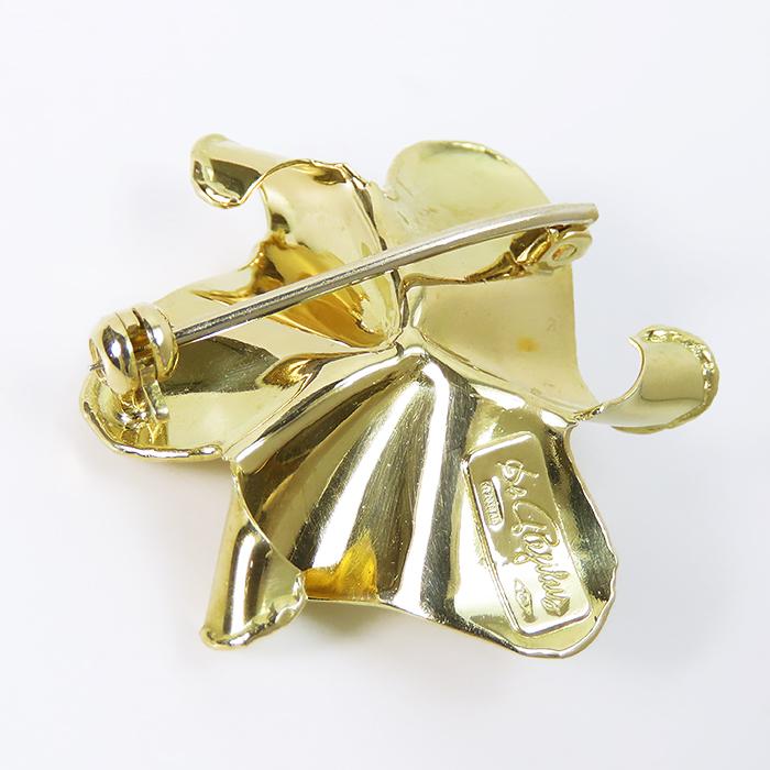 【750 フラワー ブローチ】K18 18金 イエローゴールド レディース ジュエリー アクセサリー 花 上品 エレガント ワンポイント 中古_4