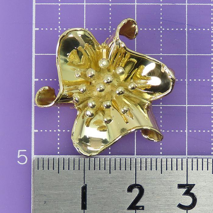 【750 フラワー ブローチ】K18 18金 イエローゴールド レディース ジュエリー アクセサリー 花 上品 エレガント ワンポイント 中古_8
