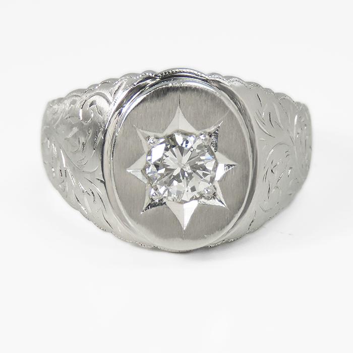 ご確認専用PT850ダイヤモンド指輪 Pt850 ダイヤモンド メンズ リング】プラチナ 印台 0.56ct ダイヤ 指輪