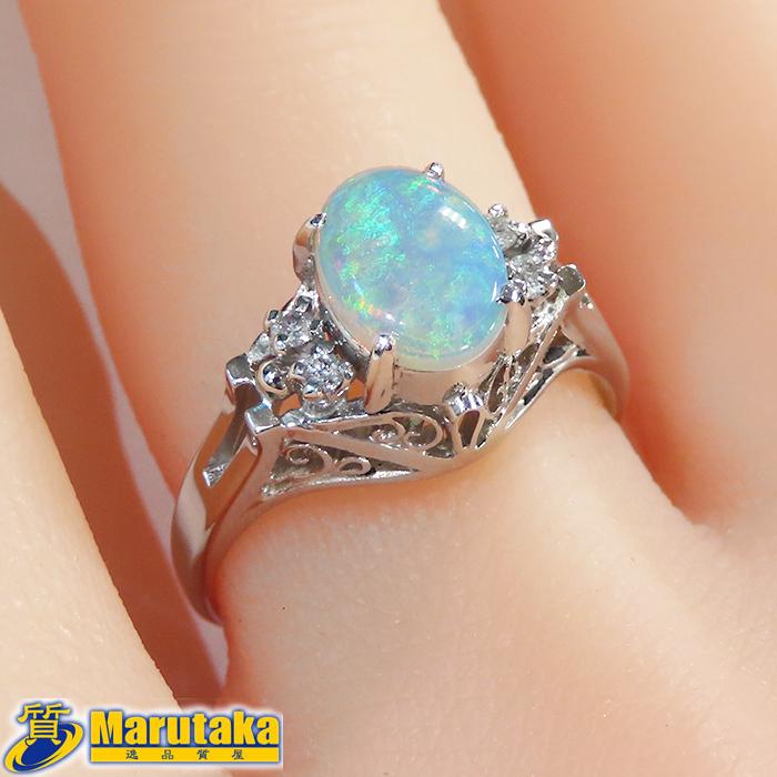 Pt900 0.63ctオパール リング】約5.4g 12号 ダイヤモンド ソーティング
