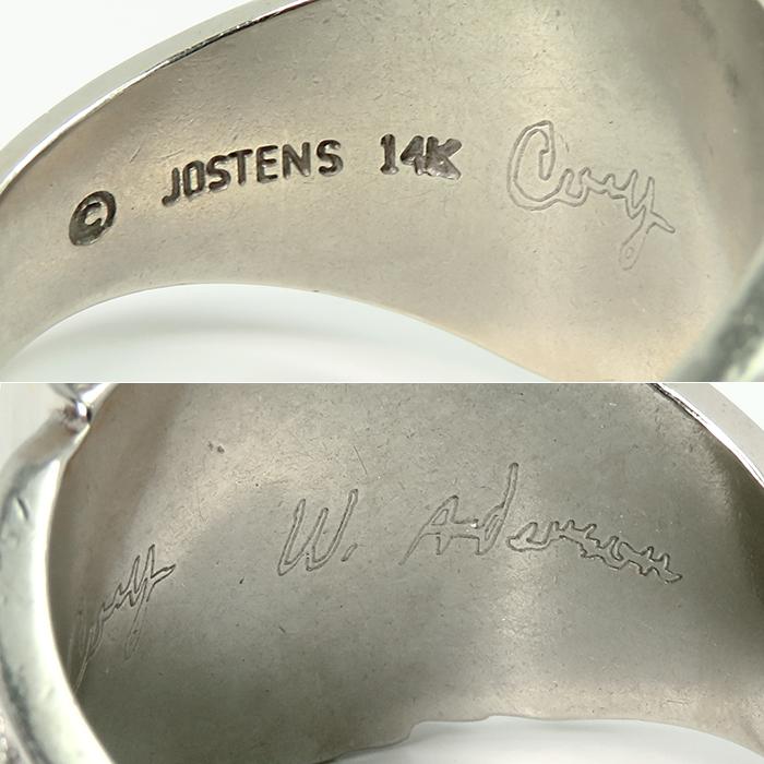 カレッジリング】JOSTENS ジャスティンズ社製 約20.5号 14K 青石 透明