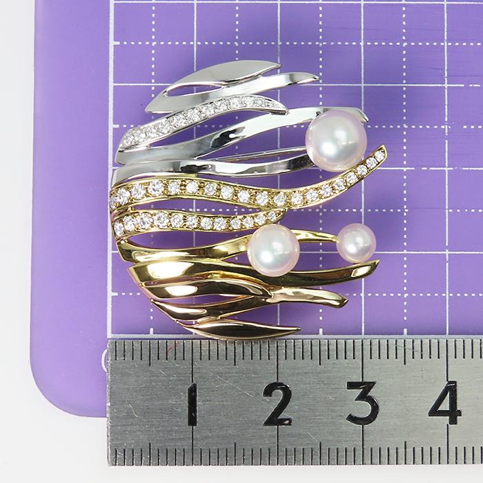 MIKIMOTO K18 パール ダイヤモンド ブローチ MIKIMOTO（ミキモト） 【ミキモト パール ダイヤモンド ブローチ】K18