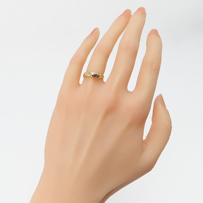 K18 ダイヤモンド ルビー リング 】 指輪 18金 0.04ct 2.9g #11.5 