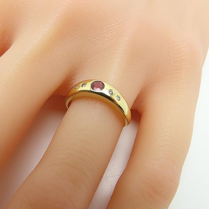 K18 ダイヤモンド ルビー リング 】 指輪 18金 0.04ct 2.9g #11.5