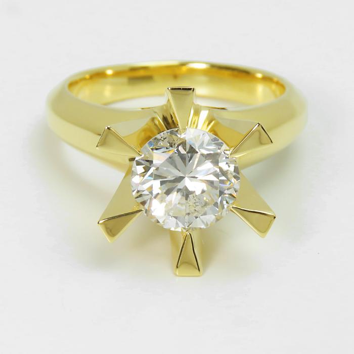 K18 2.022ct ダイヤモンド 立て爪 リング】当店オリジナルデザイン 一