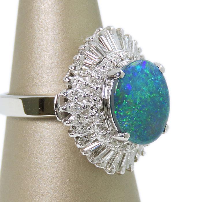 送料無料 1.80ct 大粒 ブラックオパール ダイヤモンド プラチナ