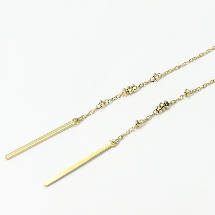 ete エテ K18 ピアス 】 18金 約0.7g チェーン ミラーボール ゆらゆら