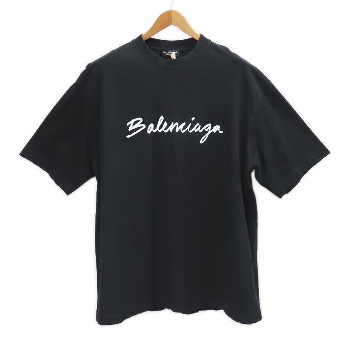 極美品△BALENCIAGA バレンシアガ 2022年製 612964 コットン100％ USED加工 クルーネック 半袖Ｔシャツ ブラック系 XS 正規品 レディース BALENCIAGA（バレンシアガ） 極美品△BALENCIAGA 2022年製 612964