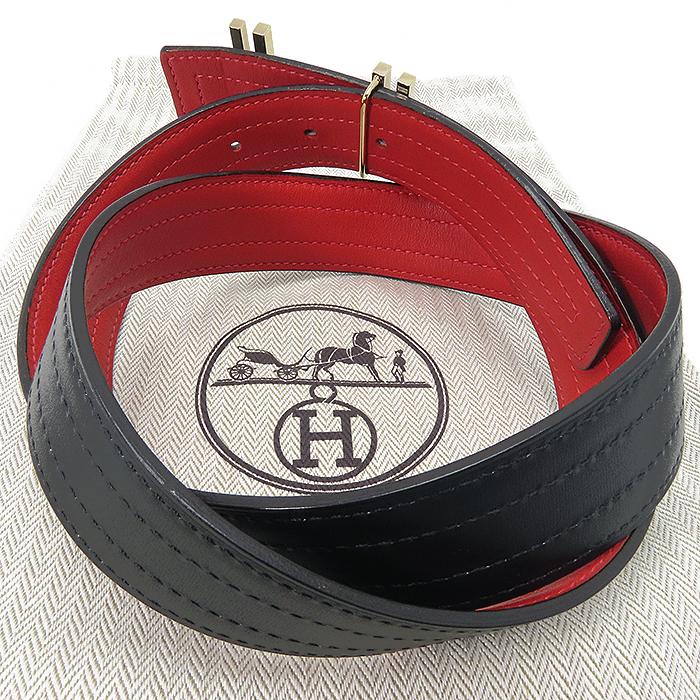 【 エルメス HERMES 】 アッシュ オ カレ ベルト Hベルト T刻印 ブラック レッド 約90cm 中古 26k190-2 レザー 小物 送料無料 逸品質屋 丸高 甲子園店 プレゼント アパレル おしゃれ カジュアル メンズ ファッション コレクション HERMES（エルメス） 【 エルメス HERMES 】 アッシュ オ カレ ベルト H