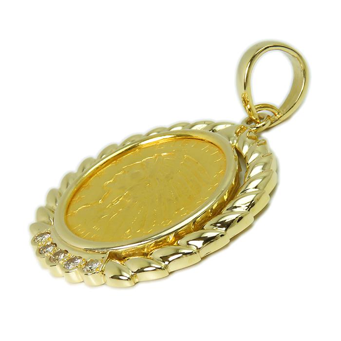 K18枠 K21.6コイン ペンダントトップ】1915年 リバティコイン 5ドル