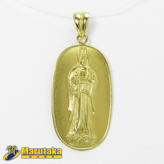 K18 ペンダントトップ】約4.9g 観音菩薩 観音様 18金イエローゴールド