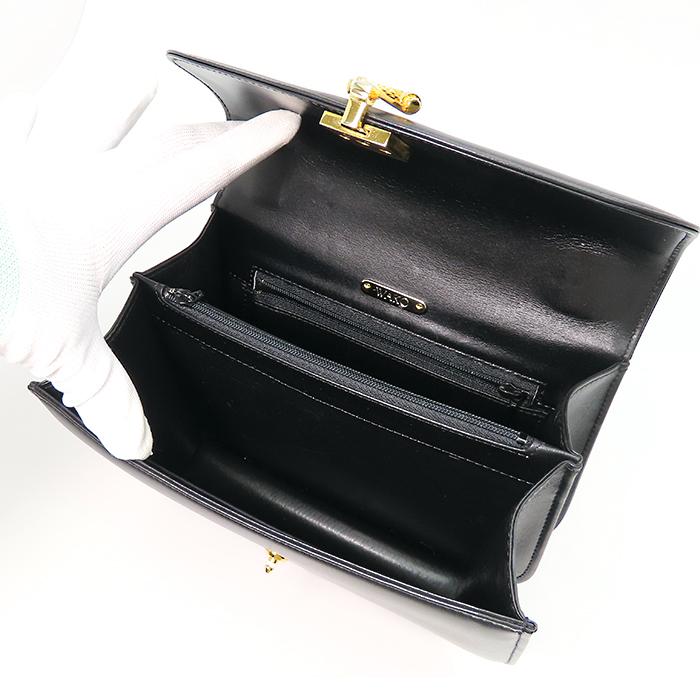 ⭐️未使用級⭐️WAKO ワコー フォーマルバッグ ハンドバッグ レザー 黒色 WAKO ワコー レザー ハンドバッグ】ワンハンドル ブラック レディース