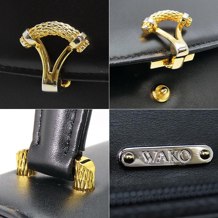 WAKO ワコー レザー ハンドバッグ】ワンハンドル ブラック レディース