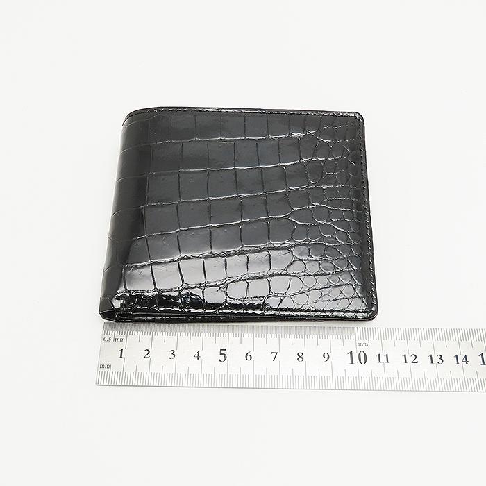JRA クロコダイル 二つ折り 財布 シャイニー ブラック 黒 メンズ 逸品