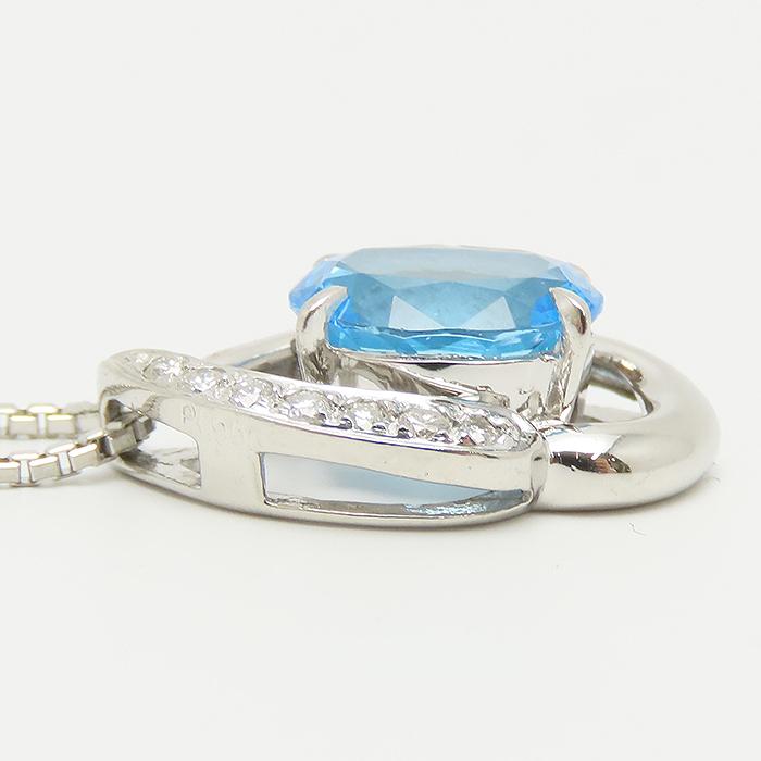 ブルートパーズ ダイヤモンド ネックレス Pt900 Pt850 40cm 2.29ct 