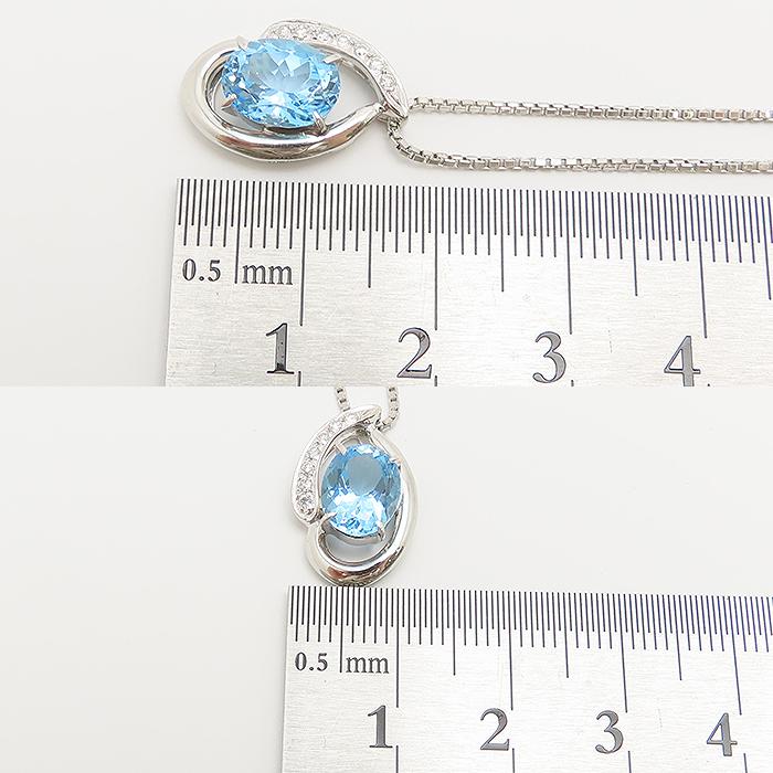 ブルートパーズ ダイヤモンド ネックレス Pt900 Pt850 40cm 2.29ct