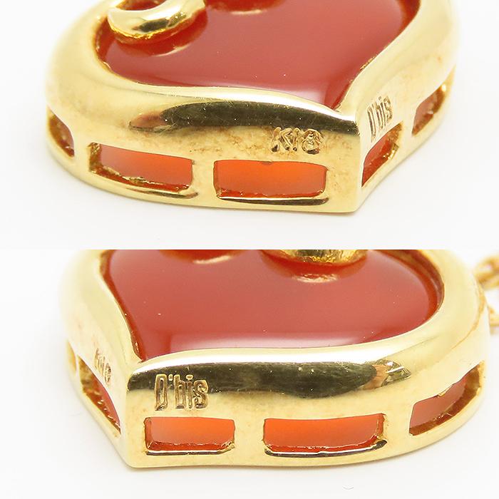 ハート モチーフ カーネリアン ネックレス K18 40cm 3.8g レッド 750 YG 逸品質屋 丸高 尼崎市 レディース Au 18K_7