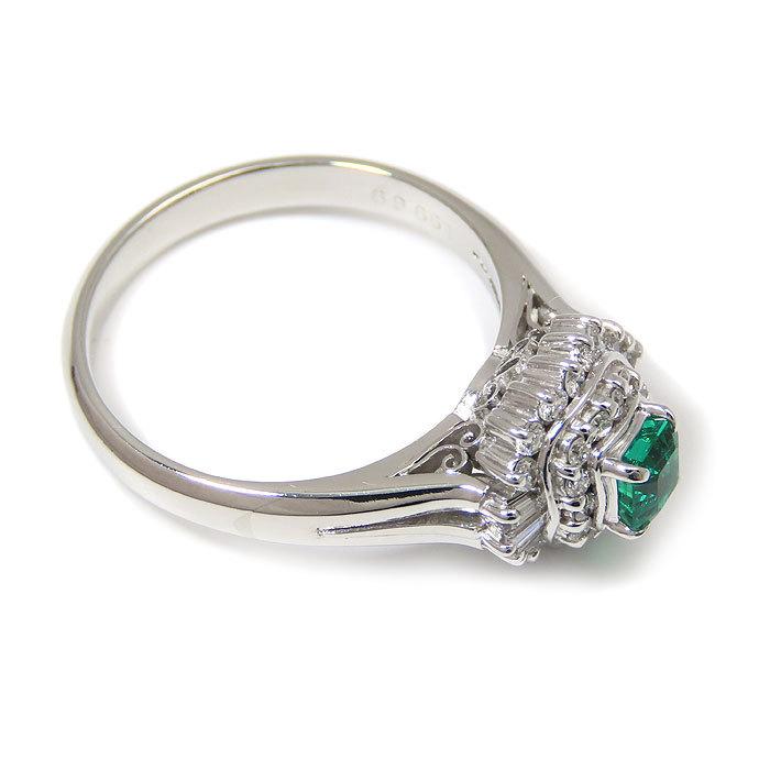 エメラルド ダイヤモンド プラチナ リング 12.5号 Pt900 E0.34ct D0.38ct 指輪 逸品質屋 丸高  a1-1124の画像