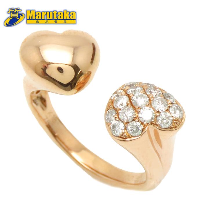 K18PG ハート型 リング ダイヤモンド 0.50ct ピンクゴールド 指輪 鑑別