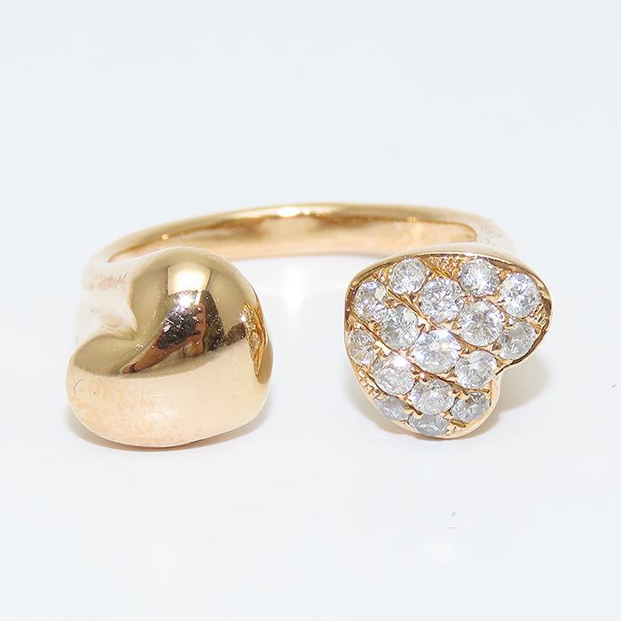 K18PG ハート型 リング ダイヤモンド 0.50ct ピンクゴールド 指輪 鑑別