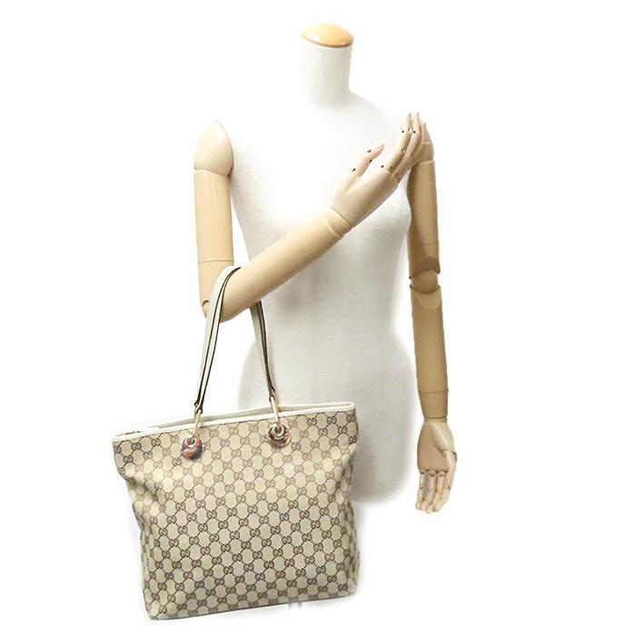 GUCCI グッチ トートバッグ GGキャンバス レザー ホワイト×ベージュ GUCCI（グッチ） トートバッグ 140274 キャンバス レザー ホワイト GG