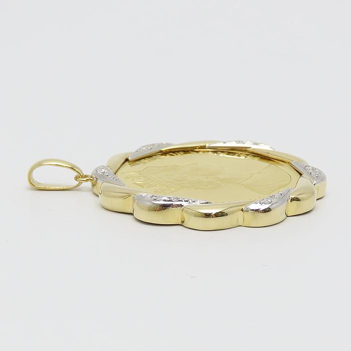 クラウンコイン ダイヤモンド ペンダント トップ K24 K18 Pt900 1/2oz