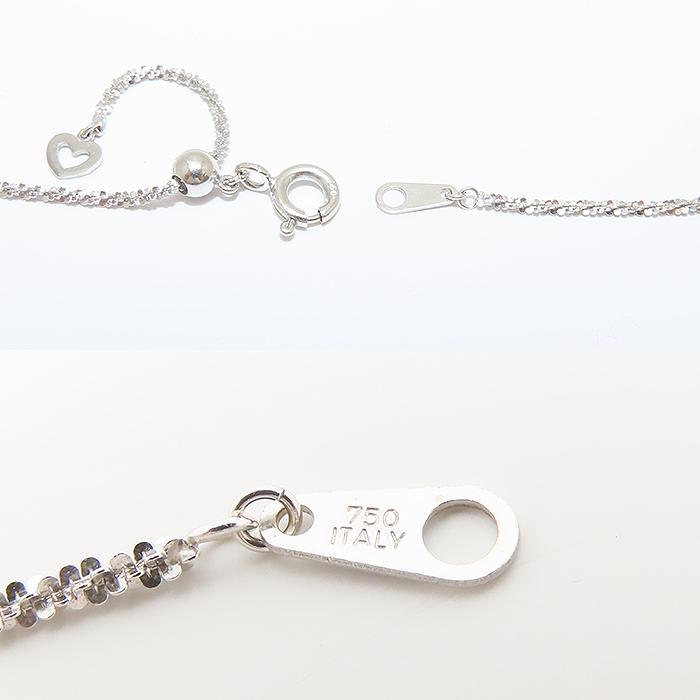デザイン ネックレス K18 WG 45cm アジャスター 2.73g 750 チェーン