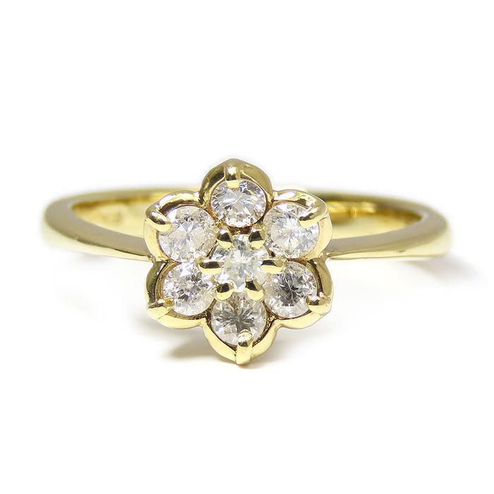 K18ゴールド フラワー型 ダイヤモンドリング １１号くらい K18ゴールド フラワー型 ダイヤモンドリング 11号くらい 楽天