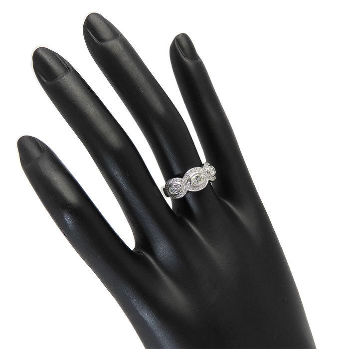 オーバル ダイヤモンド プラチナ リング 12号 Pt900 D0.34/0.41/0.20ct 
