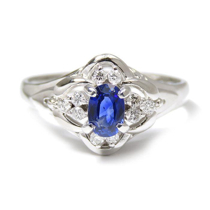 サファイヤ ダイヤモンド プラチナ リング 13号 鑑別書 Pt900 S0.47ct D0.12ct 4.4g  a14k2092 逸品質屋 丸高 尼崎の画像