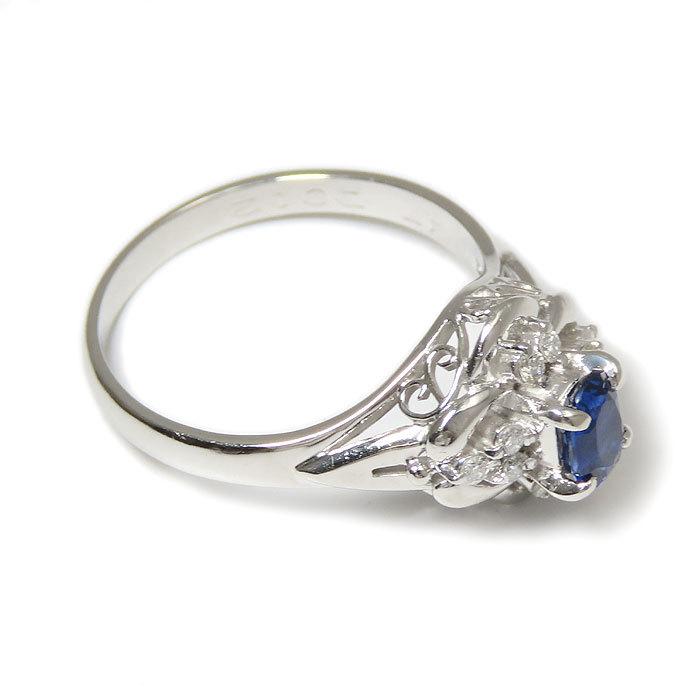 サファイヤ ダイヤモンド プラチナ リング 13号 鑑別書 Pt900 S0.47ct D0.12ct 4.4g  a14k2092 逸品質屋 丸高 尼崎の画像