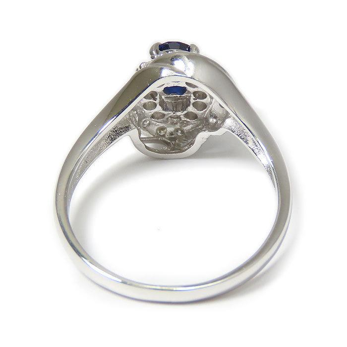 サファイヤ ダイヤモンド プラチナ リング 14号 Pt900 S0.47ct D0.26ct 