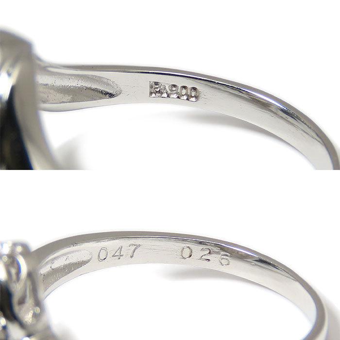 サファイヤ ダイヤモンド プラチナ リング 14号 Pt900 S0.47ct D0.26ct 