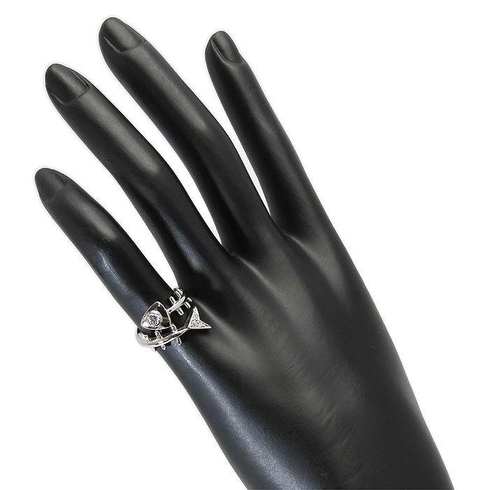 フィッシュボーン ダイヤモンド プラチナ リング 8号 Pt900 D0.22ct 魚