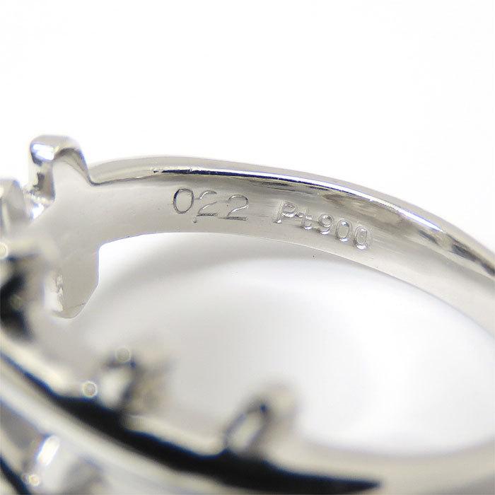 フィッシュボーン ダイヤモンド プラチナ リング 8号 Pt900 D0.22ct 魚