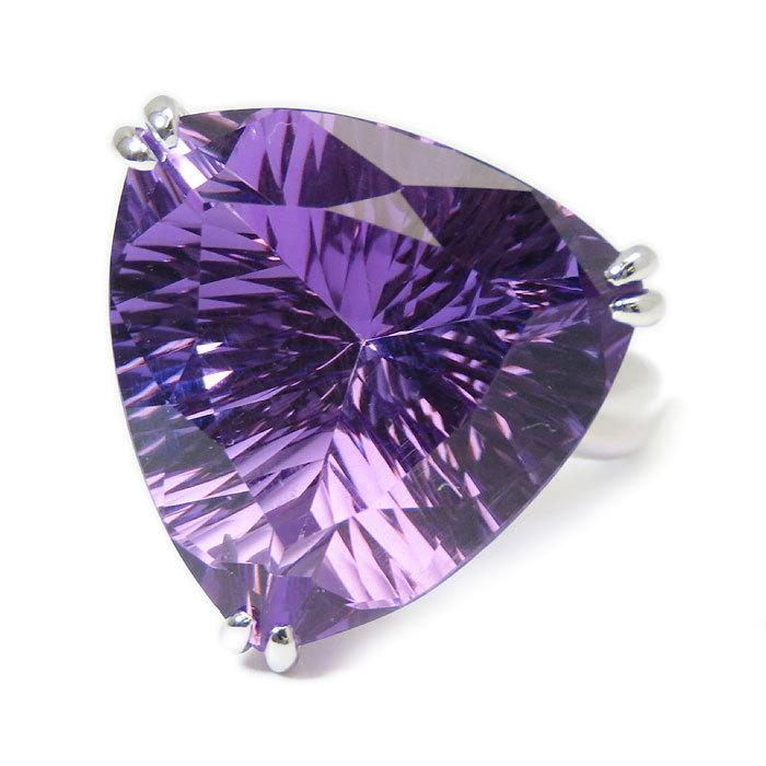 アメジスト ホワイトゴールド リング 11号 K18 WG A18.94ct 大粒