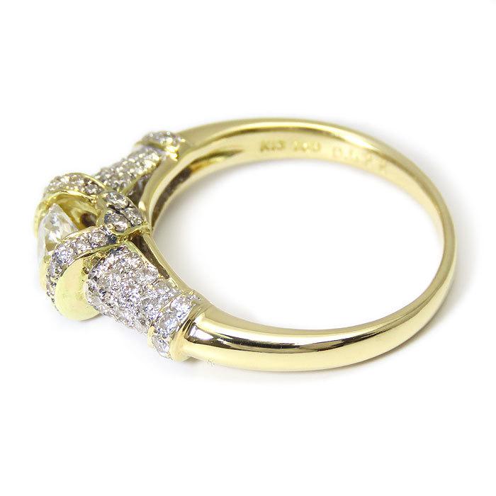 送料無料 ダイヤモンド ゴールド リング 14号 K18 D0.522ct 0.54ct H  