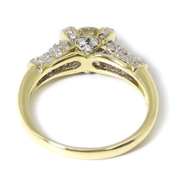 送料無料 ダイヤモンド ゴールド リング 14号 K18 D0.522ct 0.54ct H  