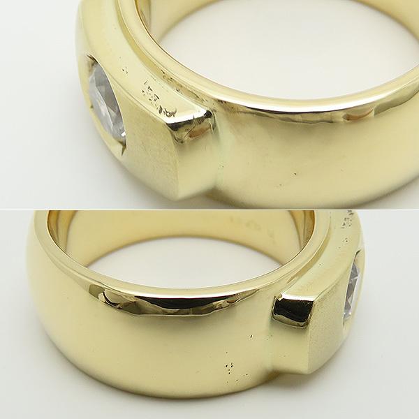 送料無料 ダイヤモンド 印台 イエローゴールド リング 16号 D0.741ct  