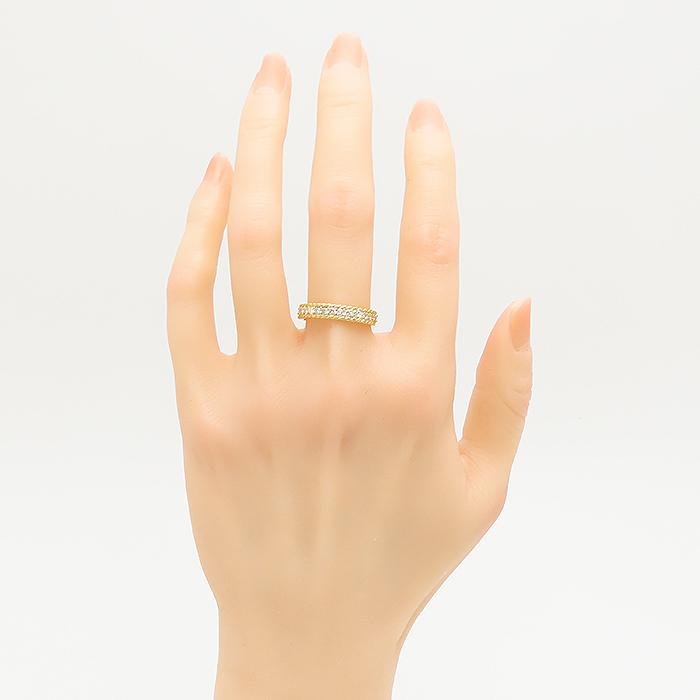 ハーフエタニティ ダイヤモンド リング 純金 K24 19号 鑑別書 0.45ct 