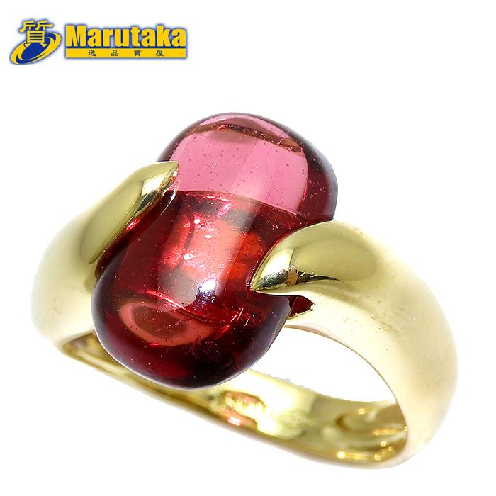 ガーネット リング 12号 K18 Garnet イエローゴールド YG 指輪 逸品