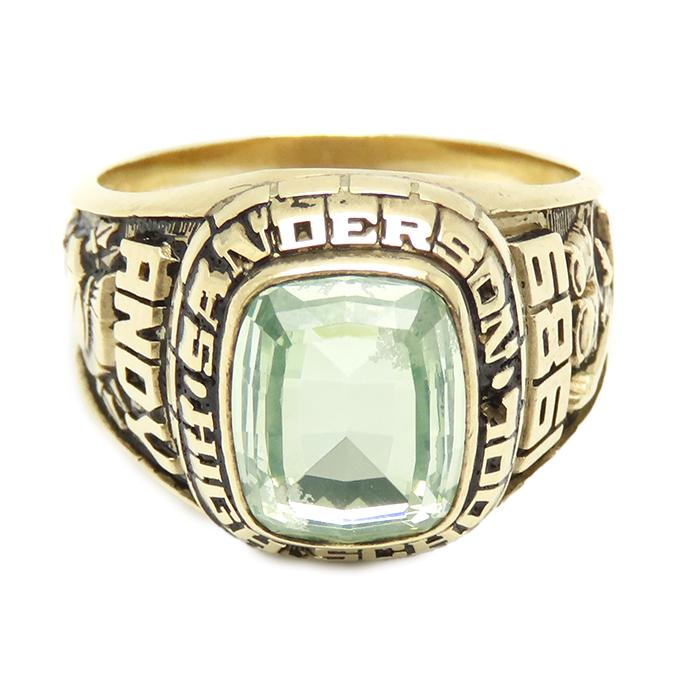 ジャスティンズ社 カレッジリング K10 1989年 緑石 10.4g 19号 10金