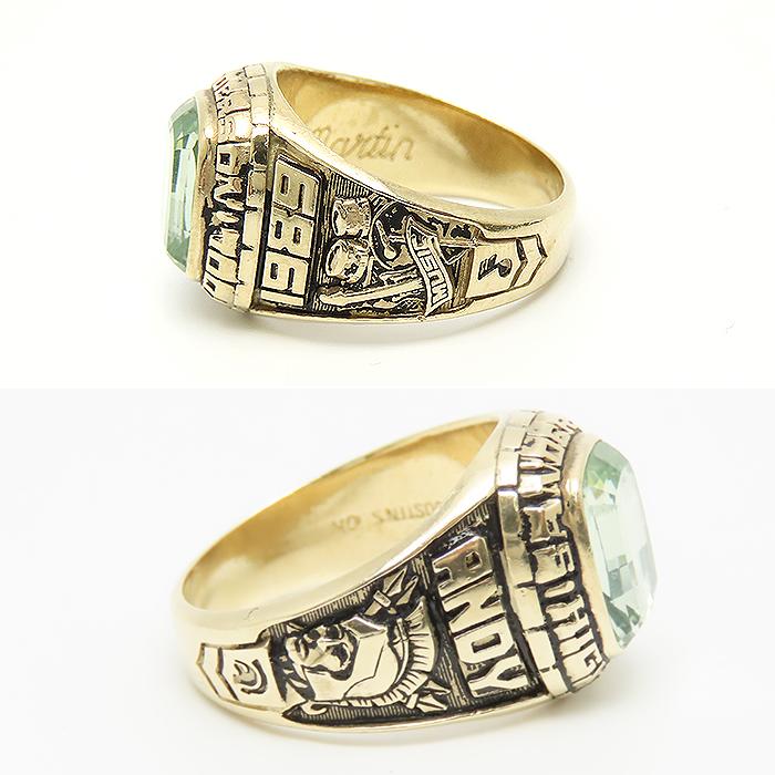 ジャスティンズ社 カレッジリング K10 1989年 緑石 10.4g 19号 10金