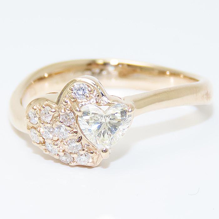 ハート モチーフ ダイヤモンド リング 12号 3.7g ハートダイヤ 0.40ct