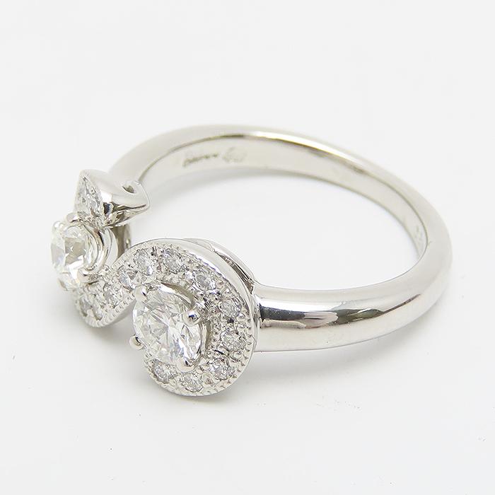 トレベール S字 ダイヤモンド リング 鑑別書 Pt950 TRES BELLE D0.26ct 0.21ct 0.17ct 逸品質屋 丸高 尼崎 a22-60-3の画像