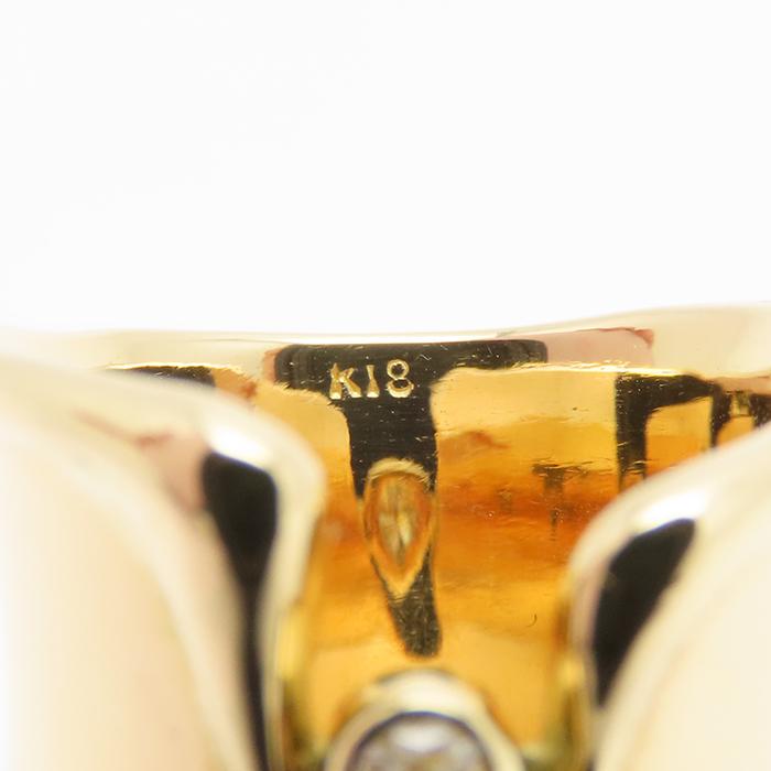 K18 ペアシェイプ ダイヤモンド1P リング 18金 11号 13.0g イエロー 