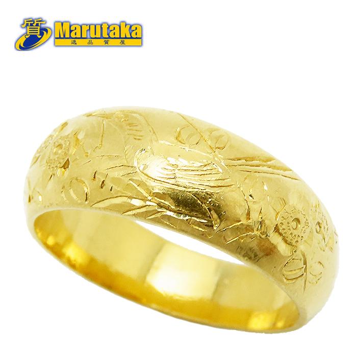 (B111112)金純 リング 平打ち リーフモチーフ 約11号 アクセサリー B111112)金純 リング 平打ち リーフモチーフ 約11号 アクセサリー