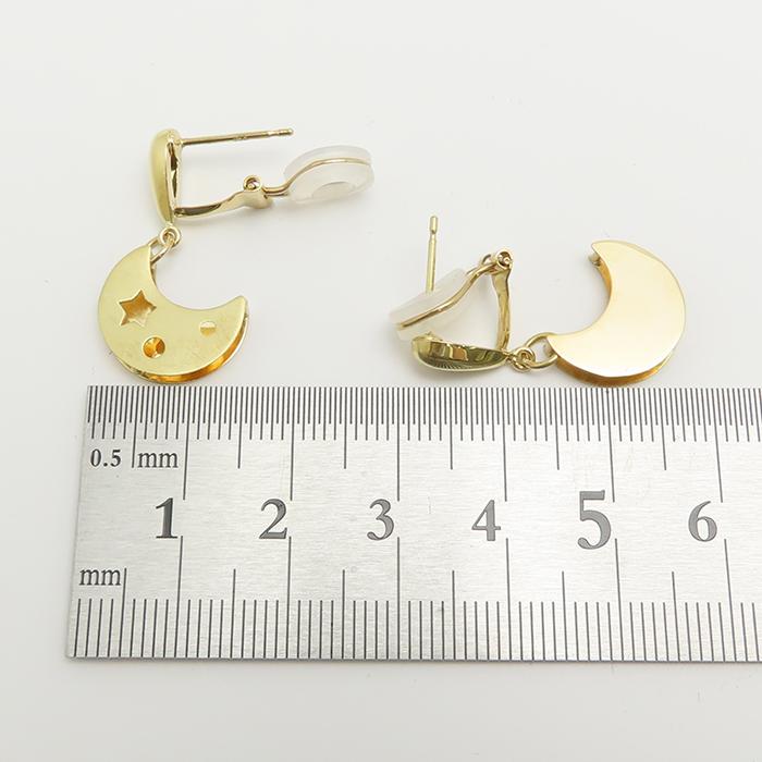 ムーン＆スター モチーフ ピアス K18 月 星 4.0g 750 YG 逸品質屋 丸高
