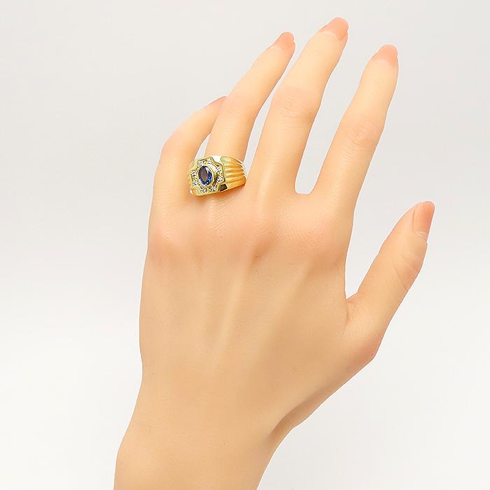 サファイア ダイヤモンド リング 約18号 鑑別書付 K18 S1.45ct D0.17ct