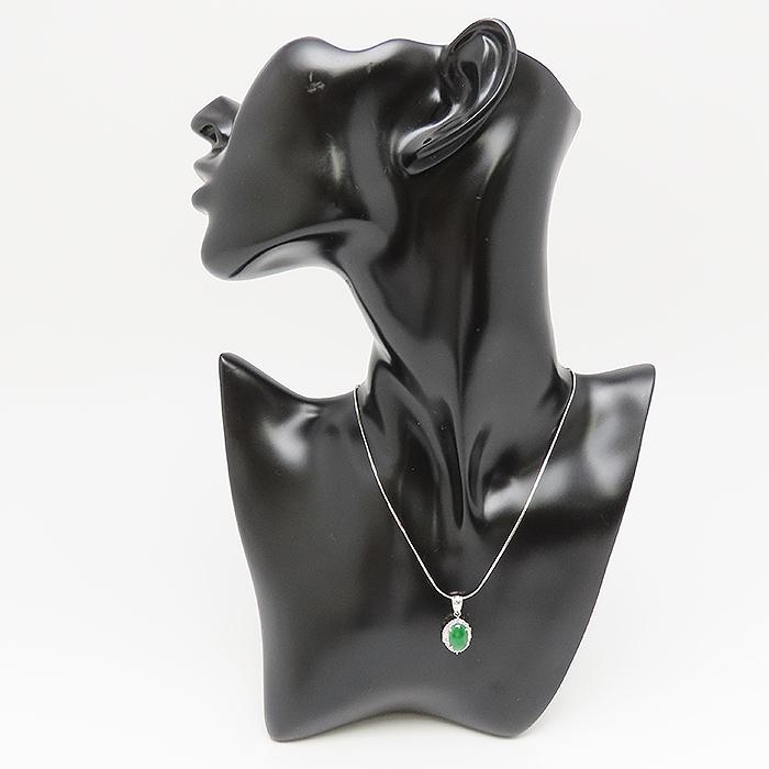 ヒスイ ダイヤモンド ネックレス 44cm Pt900 Pt850 2.03ct 0.32ct 7.7g